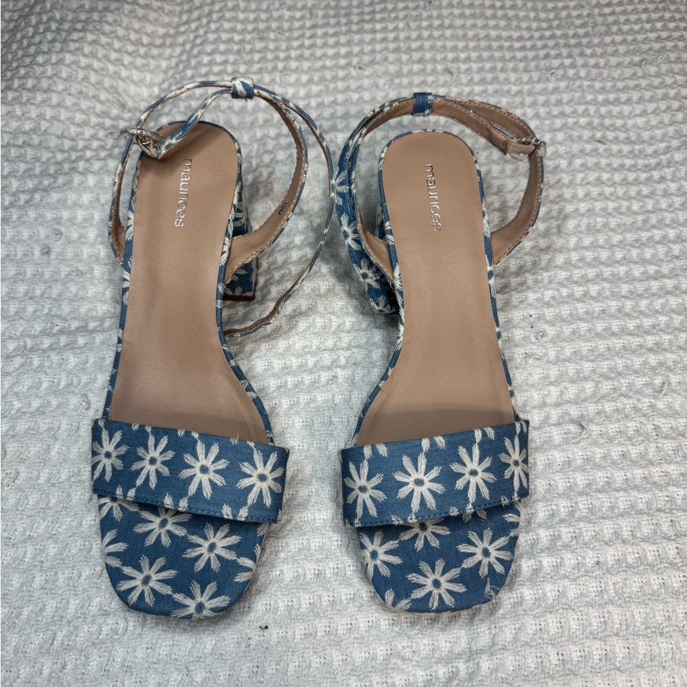 Maurices Blue and White Floral Sandals